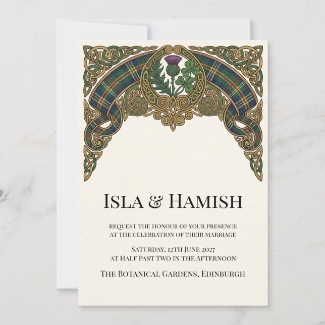 Skotsk Tartan Bröllopsinbjudan Inbjudningar (Framsida)