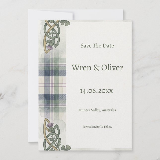 Skotsk Tartan Celtic Knut Tistel Spara datumet  (Framsida)