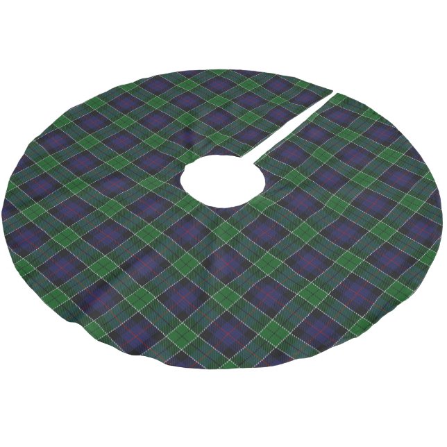 Skotsk Tartan för grönt för klanLeslie blått Julgransmatta Borstad Polyester (Vinklad)