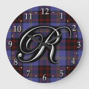 Skotsk Tartan för Monogram för klanRutherfordbre Stor Klocka