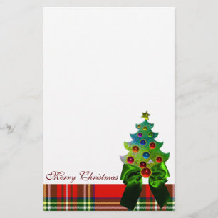 SKOTSK TARTAN, GRÖN PILBÅGE OCH JULGRAN BREVPAPPER