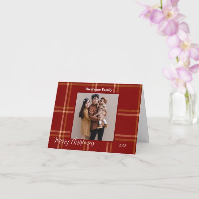 Skotsk Tartan Mönster Jul Anpassningsbar Kort (Orkide)