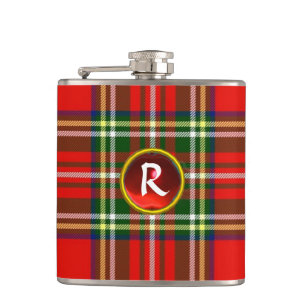 SKOTSK TARTAN OCH RÖD MONOGRAM FÖR RUBYGEMSTEN FICKPLUNTA