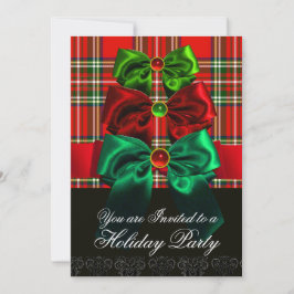 SKOTSK TARTAN OCH RÖDA GRÖNA SLINGOR JULFIRANDE INBJUDNINGAR