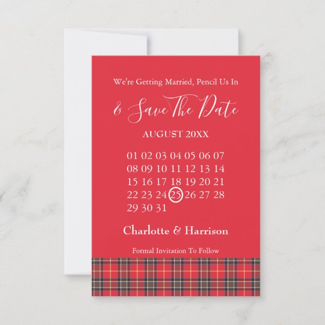 Skotsk Tartan Plaid keltiska symboler bröllop Spara Datumet (Framsida)