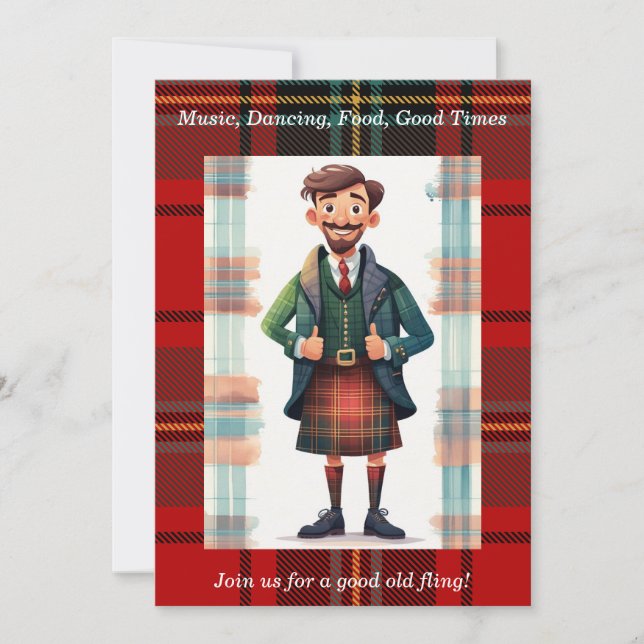 Skotsk Tartan Plaid Personlig Fest Inbjudningar (Framsida)