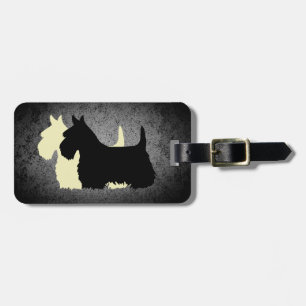 Skotsk terrier, 2 silhuetter, granitsilver bagagebricka