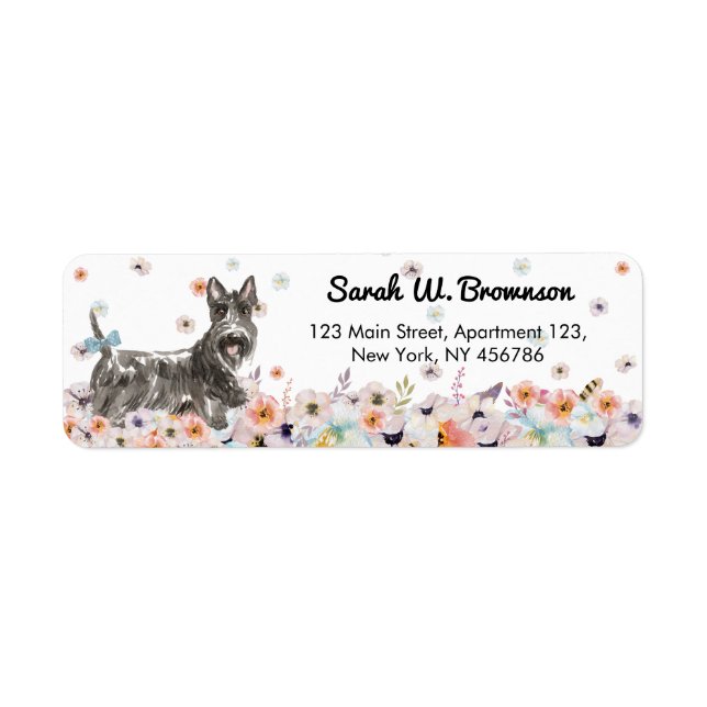 Skotsk terrier Aberdeen Dog Returadress Etikett (Framsidan)