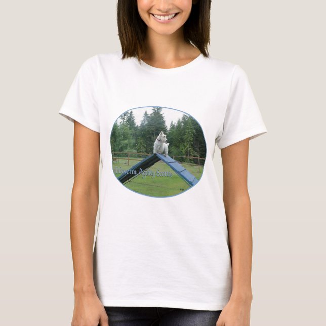 Skotsk Terrier Agility Design Tee Shirt (Framsida)
