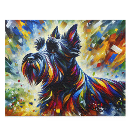 Skotsk Terrier Akrylkonst: Svart Scottie Pussel