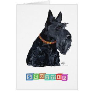 Skotsk terrier alfabetblock hälsningskort