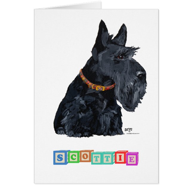 Skotsk terrier alfabetblock hälsningskort (Framsidan)