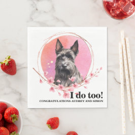 Skotsk terrier bröllopsservetter med hundfoto pappersservett