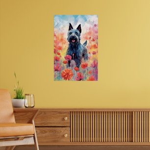 Skotsk terrier färglös vattenfärgsgrafik poster