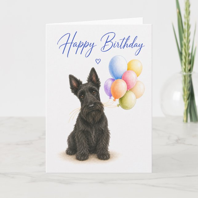 Skotsk Terrier Födelsedag Kort (Framsida)