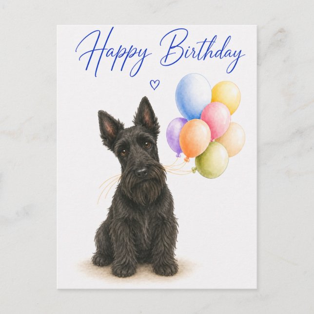 Skotsk Terrier Födelsedag Vykort (Framsida)