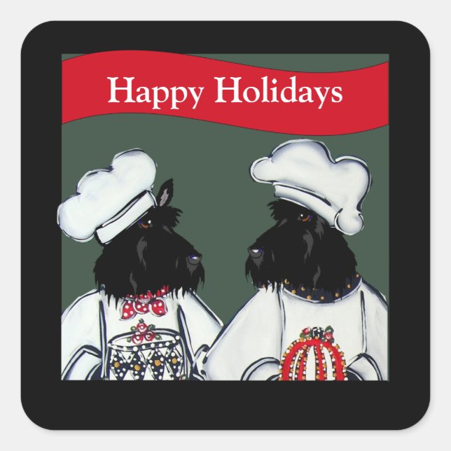 Skotsk terrier fyrkantigt klistermärke (Framsida)