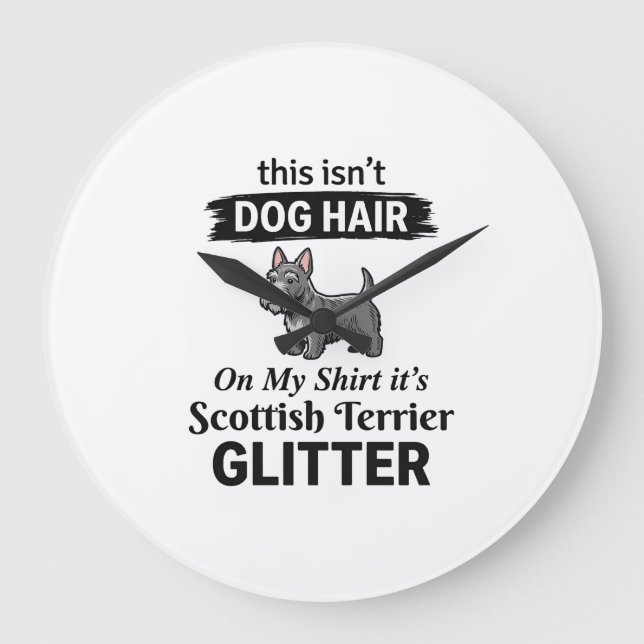 Skotsk terrier glitter Rolig design för hundälskar Stor Klocka (Framsida)