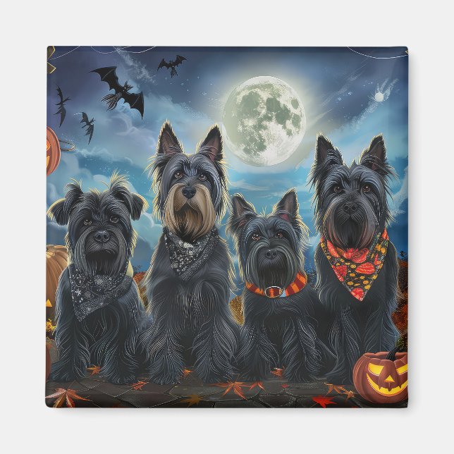 Skotsk Terrier Halloween Kuslig Magnet (Framsidan)