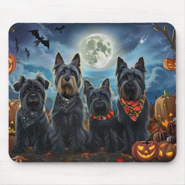 Skotsk Terrier Halloween Kuslig Musmatta (Framsidan)