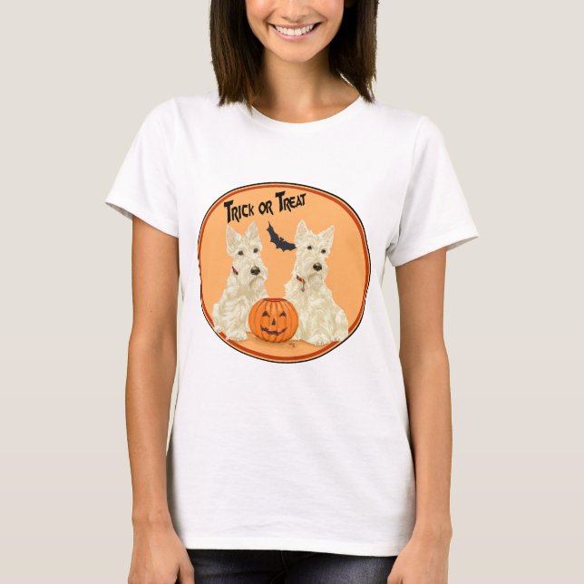 Skotsk terrier Halloween T Shirt (Framsida)