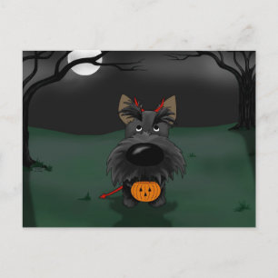 Skotsk Terrier Halloween Vykort