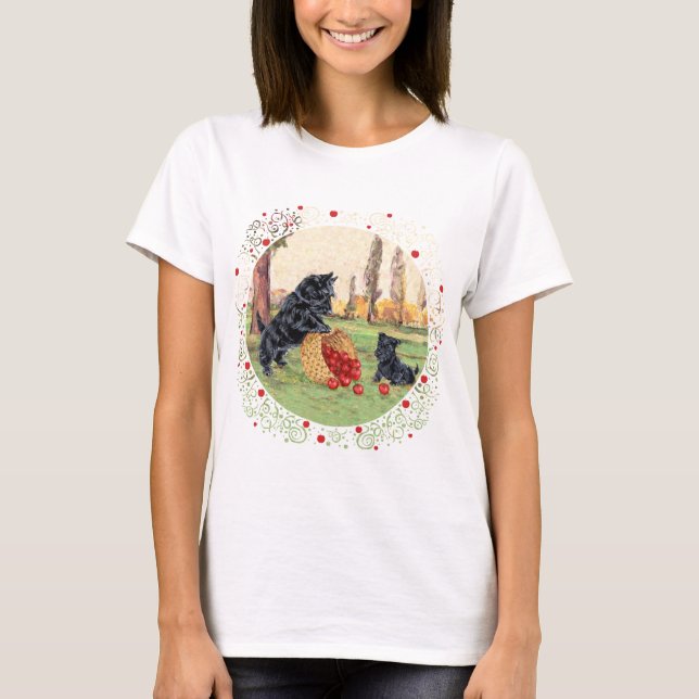 Skotsk Terrier Höst Säsongsdesign T-shirt (Framsida)