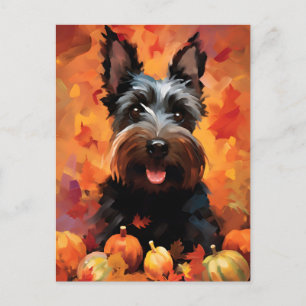 Skotsk terrier höst tacksgiving vykort