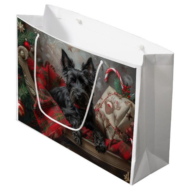 Skotsk Terrier Hund Jul Festlig (Framsidan Vinklad)
