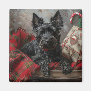 Skotsk terrier hund jul festlig magnet