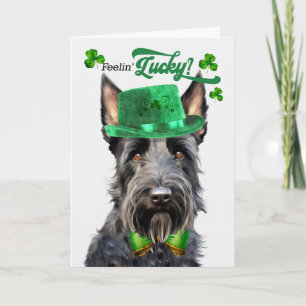 Skotsk terrier hund Lucky St Patrick's Day Helgkort