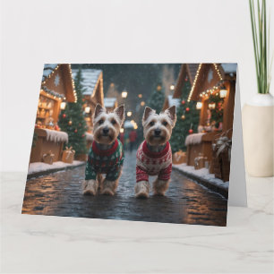 Skotsk Terrier Hundar Jul Snö Högtid Kort
