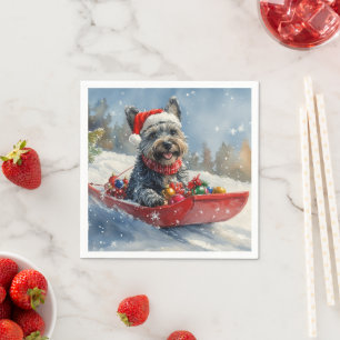 Skotsk terrier i släde Låt det snöa jul Pappersservett
