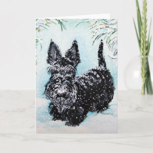 Skotsk Terrier i vintern "Nora ", Helgkort
