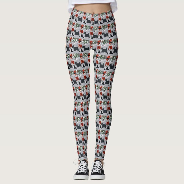 Skotsk terrier jul  leggings (Framsida)
