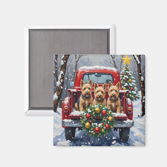 Skotsk Terrier Jul Röd Lastbil Holiday Magnet (Front/Back)