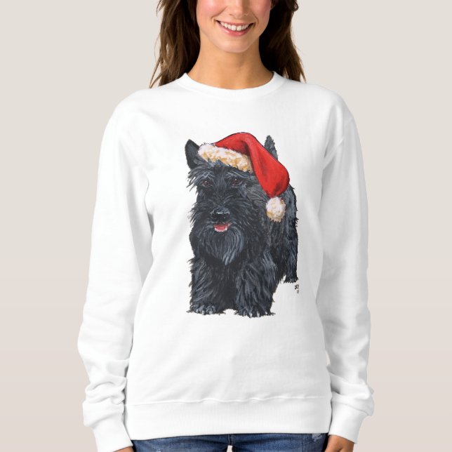 Skotsk Terrier Jul T Shirt (Framsida)