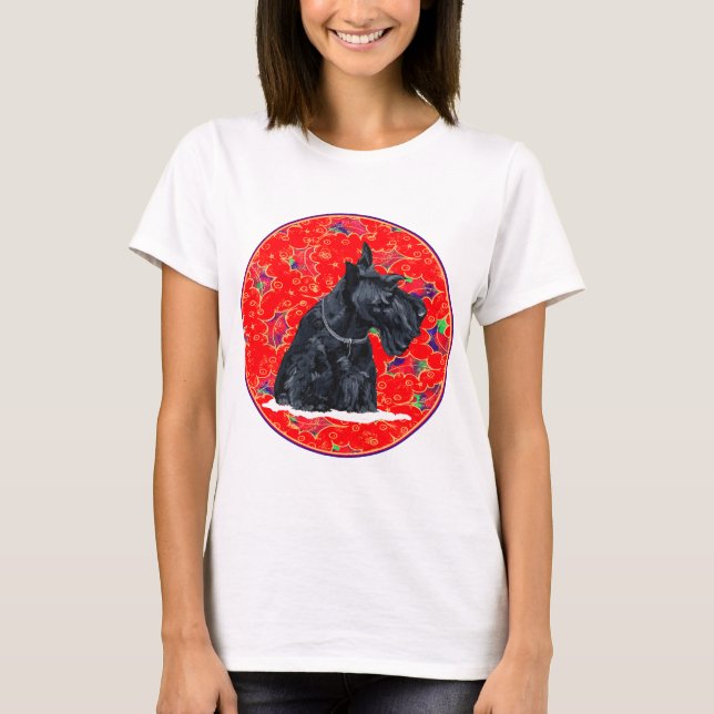 Skotsk Terrier Jul T-shirt (Framsida)