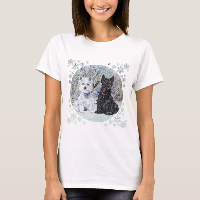 Skotsk terrier jul t-shirt (Framsida)