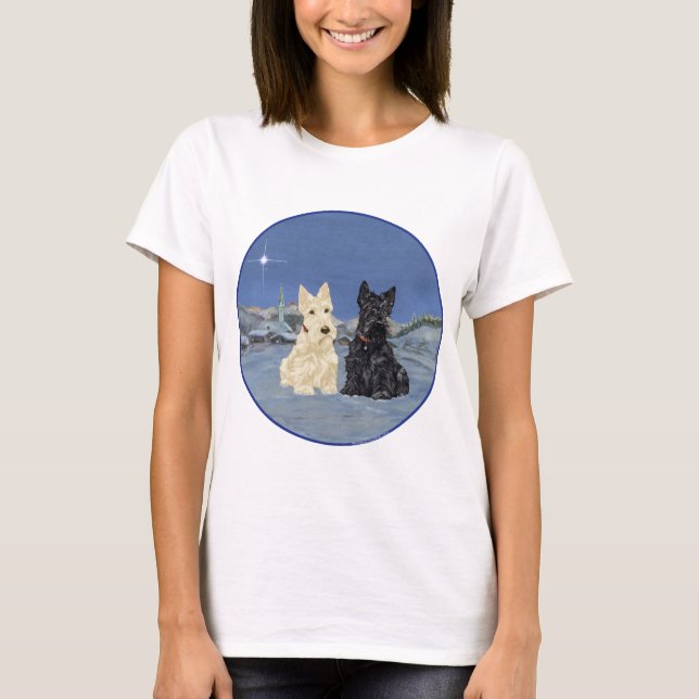 Skotsk Terrier Jul T-shirt (Framsida)