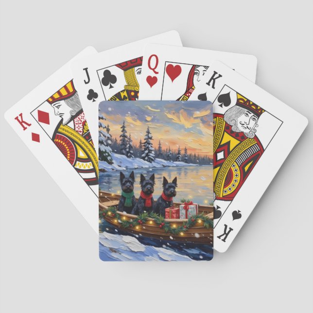 Skotsk Terrier Julbåt Semester Casinokort (Baksidan)