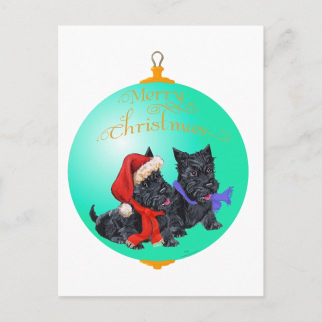 Skotsk terrier julgransprydnad helg vykort (Framsida)
