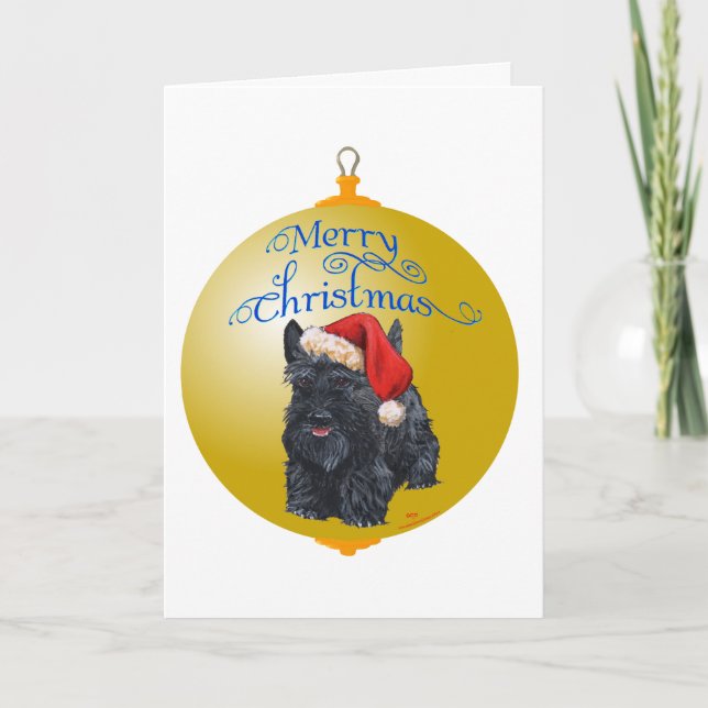 Skotsk terrier julgransprydnad helgkort (Framsida)