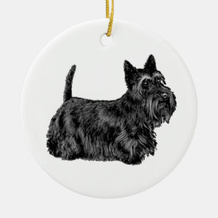 Skotsk Terrier Julgransprydnad Keramik