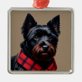 Skotsk terrier julgransprydnad metall