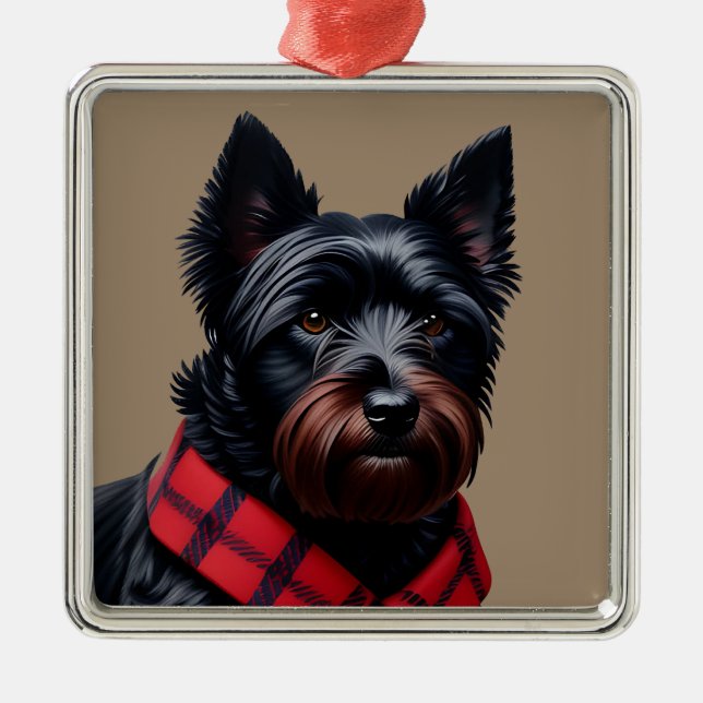 Skotsk terrier julgransprydnad metall (Framsidan)
