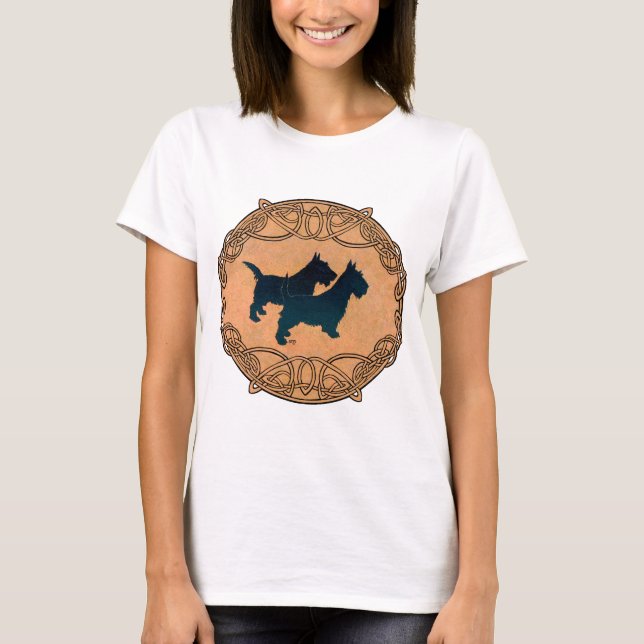 Skotsk terrier kelterdesign tee shirt (Framsida)
