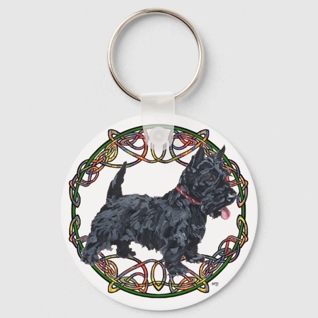 Skotsk terrier keltiskt knutmönster nyckelring (Framsida)