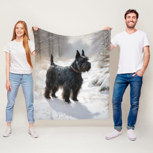 Skotsk Terrier Låt det snöa Jul Fleecefilt (På plats)