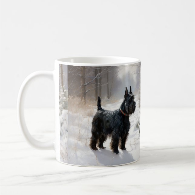 Skotsk terrier Låt det snöa Jul Kaffemugg (Vänster)